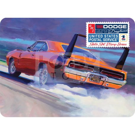 AMT 1969 DODGE CHARGER DAYTONA (USPS STAMP SERIES COLLECTOR TIN) 1:25 autó makett AMT1232