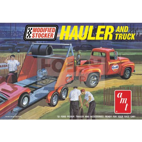 AMT 1953 FORD PICKUP “MODIFIED STOCKER HAULER” GULF 1:25 autó makett AMT1310