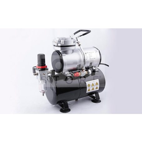 Chromax Airbrush mini compressor with air reservoir- Mini csendes - egyhengeres levegőtartályos (3L) airbrush kompresszor AS-186