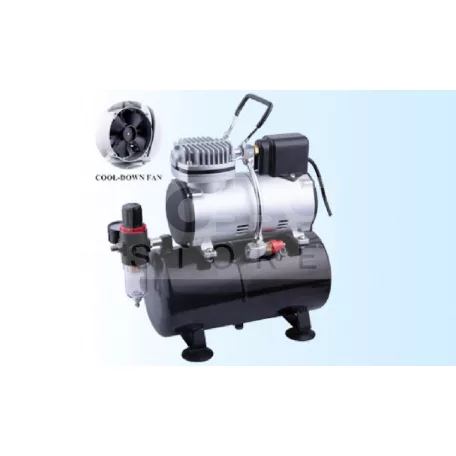 Chromax Airbrush mini compressor with air reservoir- Mini csendes - egyhengeres levegőtartályos (3L) airbrush kompresszor AS-186S