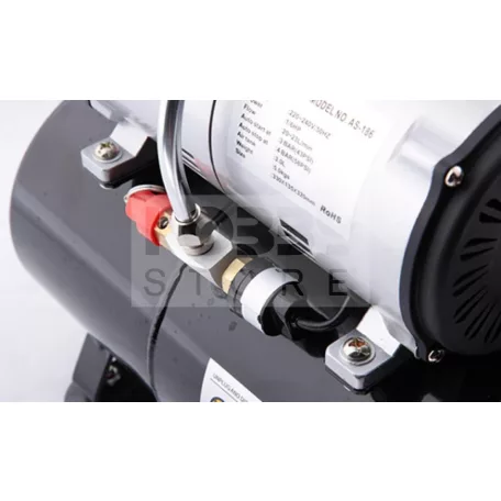Chromax Airbrush mini compressor with air reservoir- Mini csendes - egyhengeres levegőtartályos (3L) airbrush kompresszor AS-186