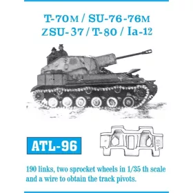   Friulmodel Tracks for SU-76/T30/T40/T60/T70 K - T-70M / SU-76 / SU-76M / ZSU-37 / T-80 / Ia-12 – fém lánctalpkészlet