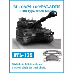   Friulmodel Tracks for M-108/M-109/PALADIN T-136 type track(early) - T136 típus, korai változat – fém lánctalpkészlet