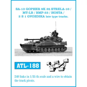   Friulmodel SA-13 Gopher / 9K35 Strela-10 / MT-LB / BMP-23 / Hosta / 2S1 Gvozdika – késői típus – fém lánctalpkészlet