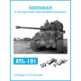   Friulmodel Tracks for SHERMAN T-48 type track with duckbill extension. - T48 típus duckbill lánctalp-szélesítőkkel – fém lánctalpkészlet