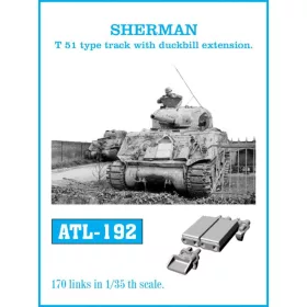   Friulmodel Tracks for SHERMAN T-51 type track with duckbill extension. - T51 típus duckbill lánctalp-szélesítőkkel – fém lánctalpkészlet