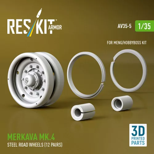 ResKit Models Merkava Mk.4 steel road wheels (12 pairs) (3D Printed) for Meng / Hobby Boss - acél futógörgők
