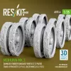 ResKit Models Merkava Mk.3 – sérült gumibetétes futógörgők, 12 pár + 2 lánckerék + 2 feszítőkerék, Meng / HobbyBoss makettekhez