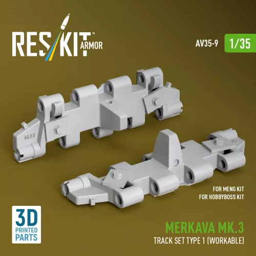 ResKit Models Merkava Mk.3 track set Type 1 (Workable) for Meng/HobbyBoss kit (3D Printed) - működőképes lánctalpkészlet, 1. típus