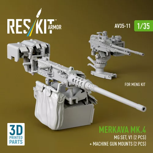 ResKit Models Merkava Mk.4 – géppuskakészlet, V.1, 2 db géppuska + 2 db géppuskatartó