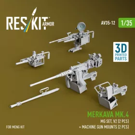   ResKit Models Merkava Mk.4 – géppuskakészlet, V.2, 2 db géppuska + 2 db géppuskatartó
