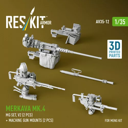 ResKit Models Merkava Mk.4 – géppuskakészlet, V.2, 2 db géppuska + 2 db géppuskatartó