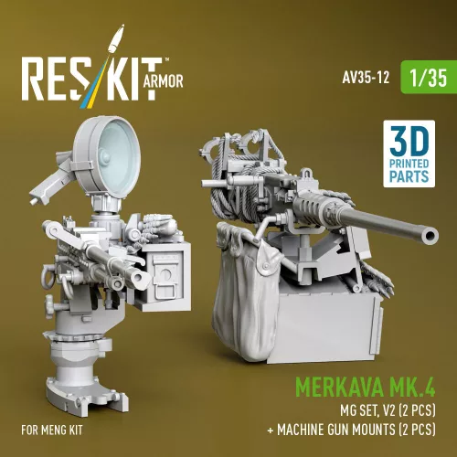 ResKit Models Merkava Mk.4 – géppuskakészlet, V.2, 2 db géppuska + 2 db géppuskatartó