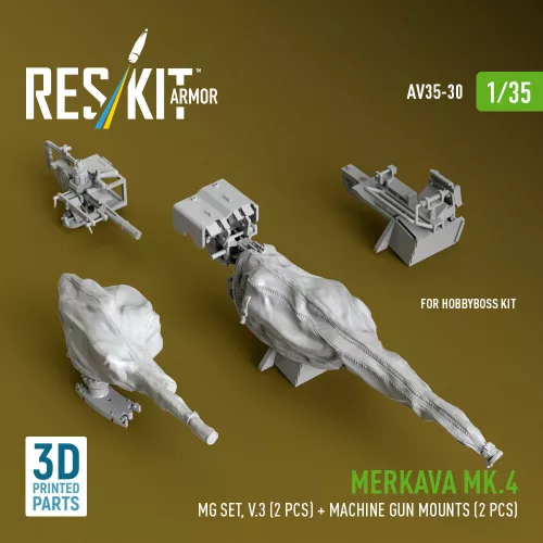 ResKit Models Merkava Mk.4 – géppuskakészlet, V.3, 2 db géppuska + 2 db géppuskatartó