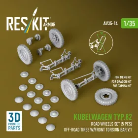   ResKit Models Kübelwagen Typ 82 – 5 kerék, terepgumi, első torziós rúd V1