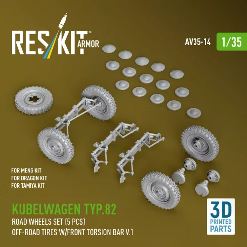ResKit Models Kübelwagen Typ 82 – 5 kerék, terepgumi, első torziós rúd V1