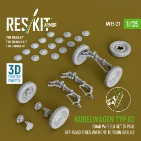   ResKit Models Kübelwagen Typ 82 – 5 kerék, terepgumi, első torziós rúd V2