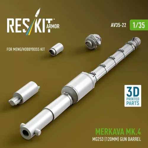 ResKit Models Merkava Mk.4 MG253 (120mm) gun barrel (3D Printed) for Meng / Hobby Boss - 120 mm-es lövegcső