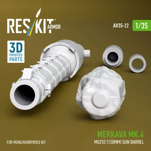 ResKit Models Merkava Mk.4 MG253 (120mm) gun barrel (3D Printed) for Meng / Hobby Boss - 120 mm-es lövegcső