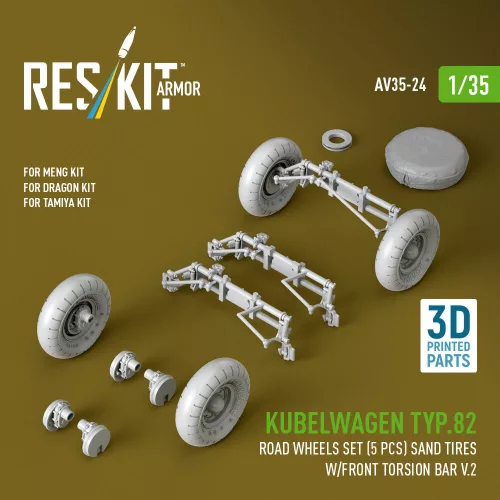 ResKit Models Kübelwagen Typ 82 – 5 kerék, homokgumi, első torziós rúd V2