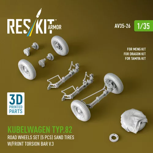 ResKit Models Kübelwagen Typ 82 – 5 kerék, homokgumi, első torziós rúd V3