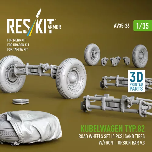 ResKit Models Kübelwagen Typ 82 – 5 kerék, homokgumi, első torziós rúd V3