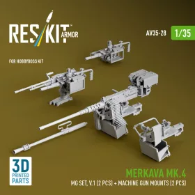   ResKit Models Merkava Mk.4 – géppuskakészlet, V.1, 2 db géppuska + 2 db géppuskatartó