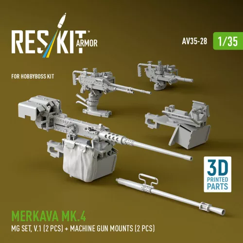 ResKit Models Merkava Mk.4 – géppuskakészlet, V.1, 2 db géppuska + 2 db géppuskatartó