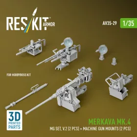  ResKit Models Merkava Mk.4 – géppuskakészlet, V.2, 2 db géppuska + 2 db géppuskatartó
