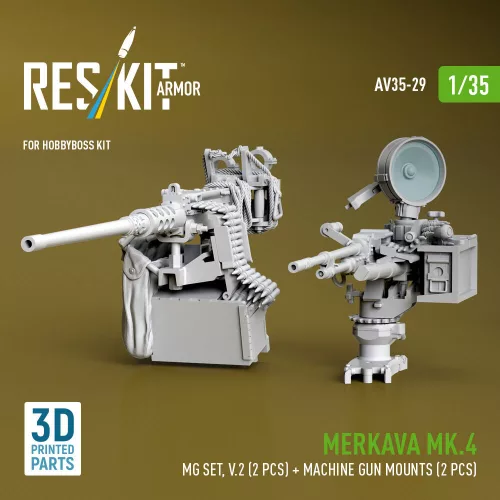 ResKit Models Merkava Mk.4 – géppuskakészlet, V.2, 2 db géppuska + 2 db géppuskatartó