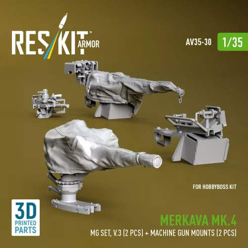 ResKit Models Merkava Mk.4 – géppuskakészlet, V.3, 2 db géppuska + 2 db géppuskatartó