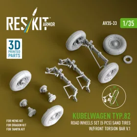   ResKit Models Kübelwagen Typ 82 – 5 kerék, homokgumi, első torziós rúd V1