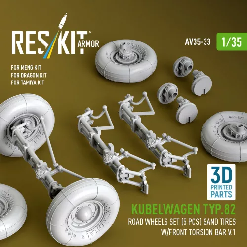 ResKit Models Kübelwagen Typ 82 – 5 kerék, homokgumi, első torziós rúd V1