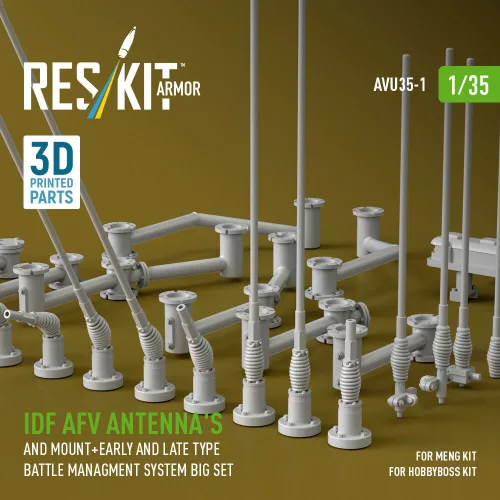 ResKit Models IDF AFV antenna's and mount+early and late type battle managment system big set (3D Printed) - antennák és rögzítőelemek