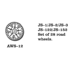   Friulmodel Tracks for JS-1 JS-2 JS-3 Road Wheels - IS-1 / IS-2 / IS-3 / ISU-122 / ISU-152 – fém futógörgő-készlet, 28 db