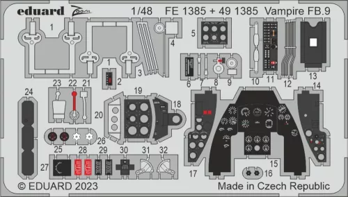 Eduard Accessories Vampire FB.9 1/48 - komplett feljavító csomag (BIG ED)