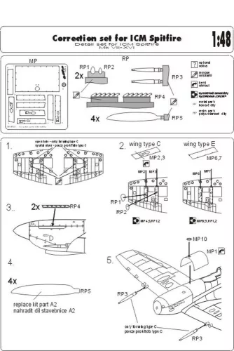 Brengun Correction set for ICM Spitfire - korrekciós készlet