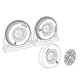   Brengun F4U Corsair Cross Thread Wheels set - kerékkészlet keresztmintás futófelülettel
