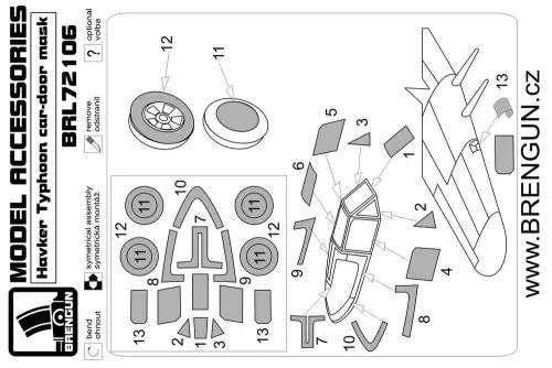 Brengun Typhon CAR Doors CANOPY MASKS - Hawker Typhoon „Car Door” – kabinmaszk