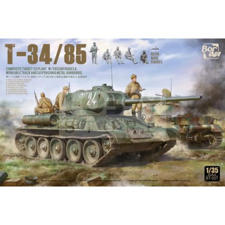 Border Model T-34/85, Composite Turret, 112 Plant w/5 Resin Figures, Metal Gun Barrel makett 1:35 (BT027)