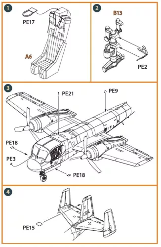 Clear Prop Accessories OV-1 A/JOV-1A Mohawk PE parts and painting mask for CP kits - fotómaratott részletező készlet és festőmaszkok