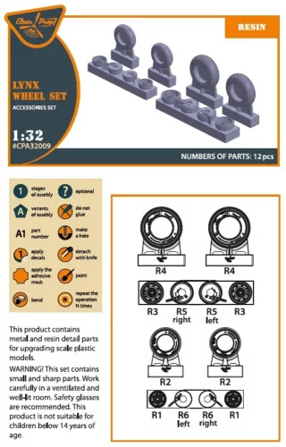 Clear Prop Accessories Lynx wheel set for Revell kits - kerékkészlet