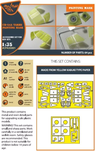 Clear Prop Accessories CH-54 painting mask for ICM kit 53054 - kabin- és ablakmaszk, ICM 53054 maketthez