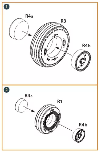 Clear Prop Accessories CH-54A Tarhe wheel set for ICM kits - kerékkészlet