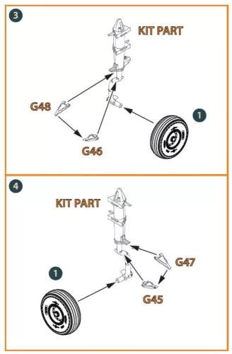 Clear Prop Accessories CH-54A Tarhe wheel set for ICM kits - kerékkészlet