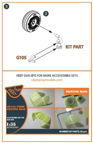 Clear Prop Accessories CH-54A Tarhe wheel set for ICM kits - kerékkészlet