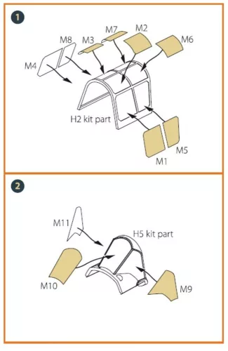 Clear Prop Accessories Hawk H-75 N/O for CP kit painting mask for CP kits CP4803/CP4804 - kabin- és ablakmaszk, Clear Prop CP4803/CP4804 maketthez