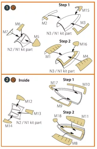 Clear Prop Accessories F-82F/G, E/H Twin Mustang painting mask for Modelsvit kits 4818/4820 - kabin- és ablakmaszk, Modelsvit 4818/4820 maketthez