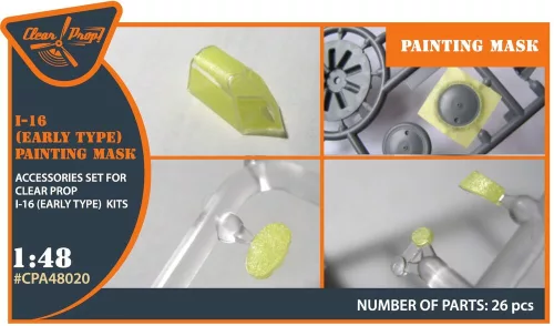 Clear Prop Accessories I-16 (early version) painting mask for CP kit - I-16 – kabin- és ablakmaszk, korai változathoz, Clear Prop maketthez