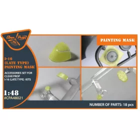   Clear Prop Accessories I-16 (late version) painting mask for CP kit - I-16 – kabin- és ablakmaszk, késői változathoz, Clear Prop maketthez